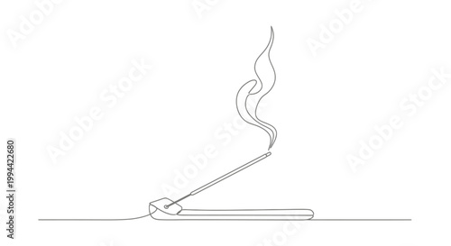 Single burning matchstick with smoke rising.