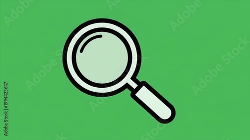 Magnifying glass icon isolated on vibrant green background for search and discovery concepts