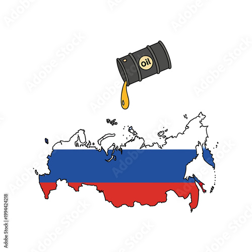 Russia Energy Industry and Oil Export Conceptual Vector Illustration