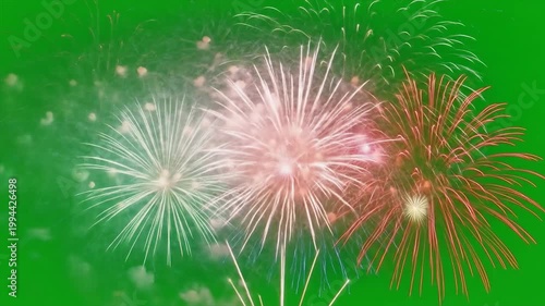 vibrant fireworks display over dark night sky with colorful spark bursts