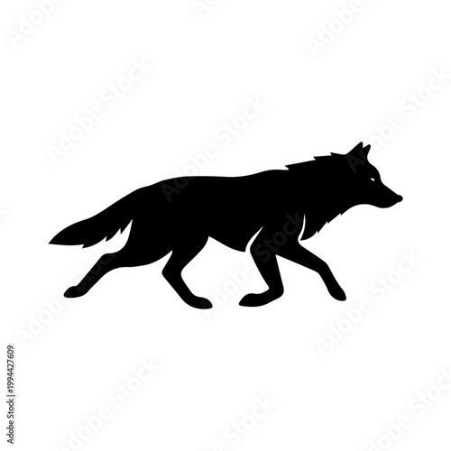 Black Wolf Silhouette Icon.