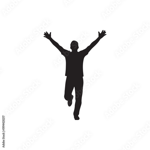 Celebration man silhouette icon vector flat design on white background.