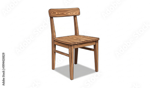 Wooden Chair Realistic Furniture Vector Illustration