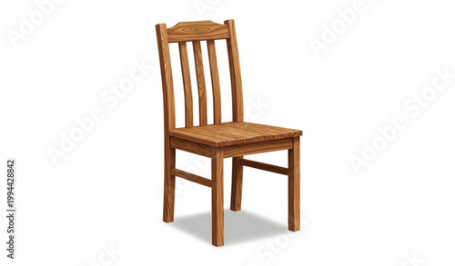 Wooden Chair Realistic Furniture Vector Illustration