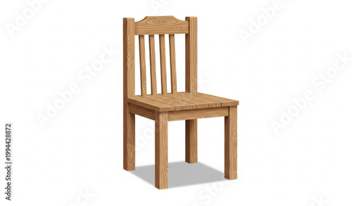 Wooden Chair Realistic Furniture Vector Illustration