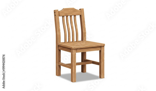 Wooden Chair Realistic Furniture Vector Illustration