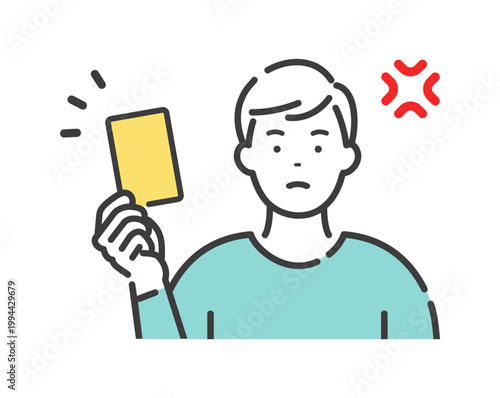 イエローカードを出す若い男性