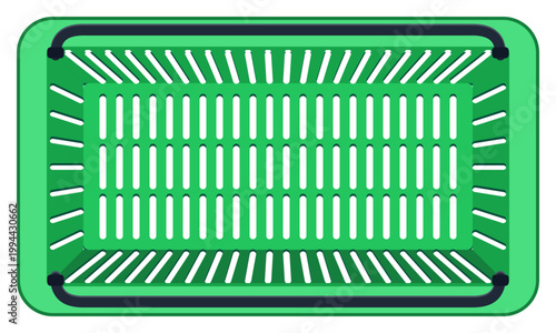 Plastic shopping basket isolated on PNG transparent background. 3D rendering empty store basket for supermarket buy products.