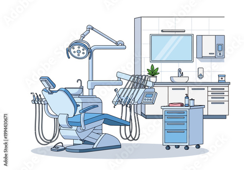 A dentist examines a patient in a modern dental clinic office