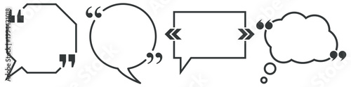Set of four stylish speech and thought bubble icons with quotation marks