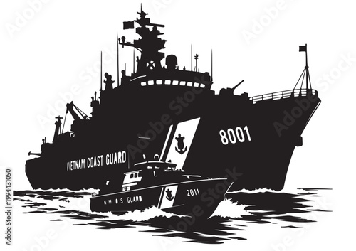 Tableau sur toile Coast Guard Patrol Boat Silhouette