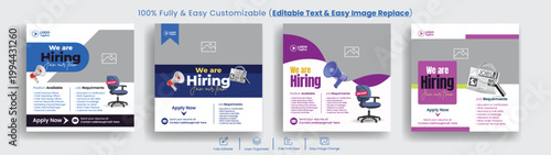Fényképezés minimal job vacancy hiring social media posts pack, We are hiring recruitment ba