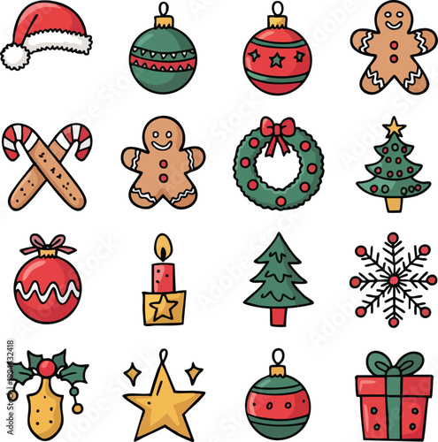 Christmas Elements Vector Icon Set