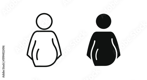 Minimalist pregnant woman icons in outline and solid silhouette styles, ideal for maternity healthcare apps, prenatal clinic signage, and motherhood-related digital interfaces.