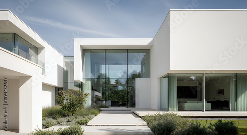 Modern luxury homes stunning architectural design with glass walls and courtyard views