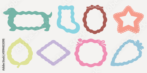 Colorful decorative frames with unique shapes vector set