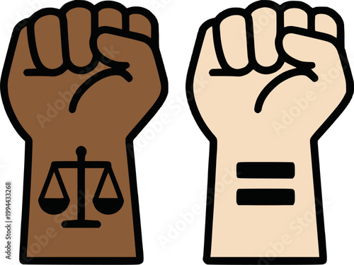 clenched fist hand and justice vector design 