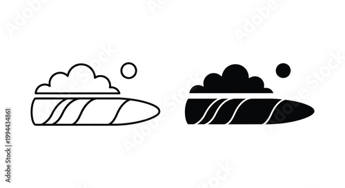 Bild auf Leinwand Set of minimalist cigar icons in outline and solid black styles with smoke cloud