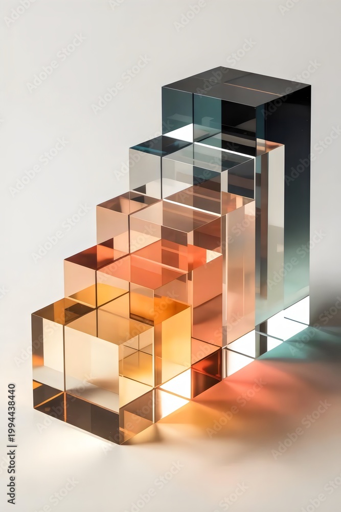 Obraz premium Modern corporate cube stack in peach and charcoal – Perfect for organizational development and strategy presentations.