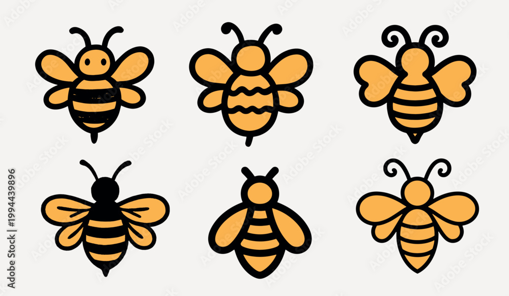 Obraz premium Minimalist bee icon designs vector element set
