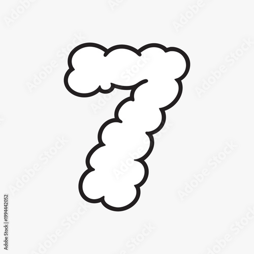 Cloudy number seven illustration vector