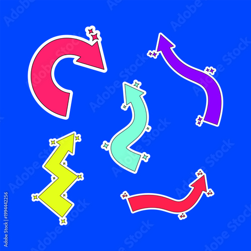 Y2K Curved Arrow Sticker with Sparkles