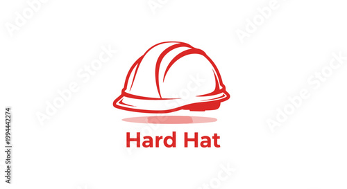 Red Hard Hat Icon - Safety and Protection Symbol for Construction.