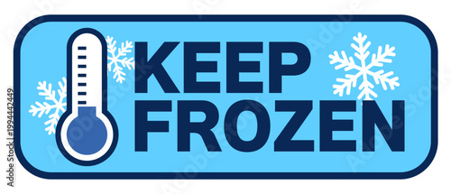 冷凍保存ラベル KEEP FROZEN 温度管理用アイコンデザイン素材　Keep Frozen Label Thermometer Cold Storage Food Safety Sticker
