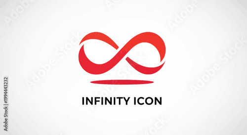 Red Infinity Symbol on White Background Representing Endless Possibilities.