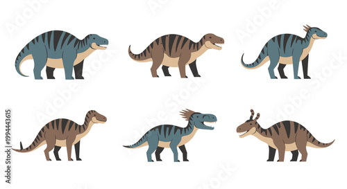 Cartoon dinosaurs set illustration isolated on white background vector