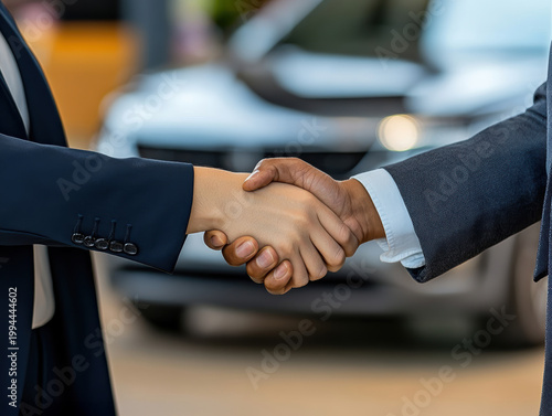 Business partners shaking hands in a professional setting