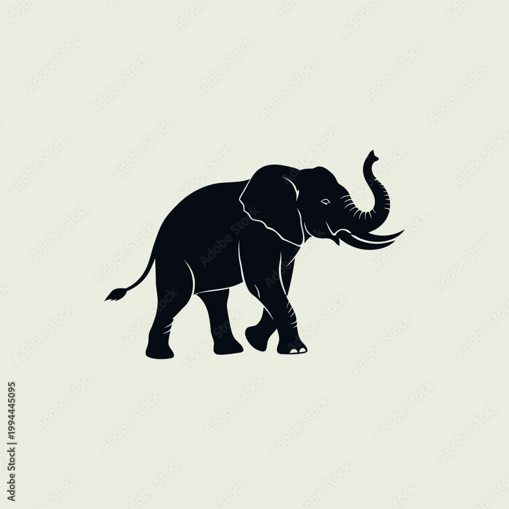 Obraz premium Black silhouette of an elephant.