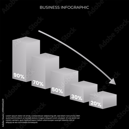 Business Decline Infographic with Falling Percentage Chart