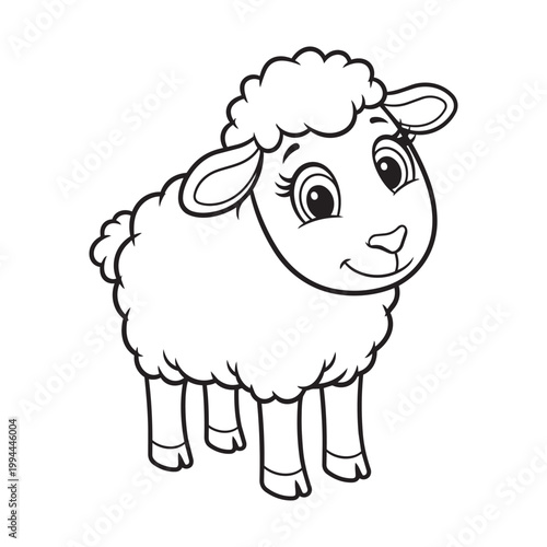Cute sheep cartoon coloring page illustration vector. For kids coloring book