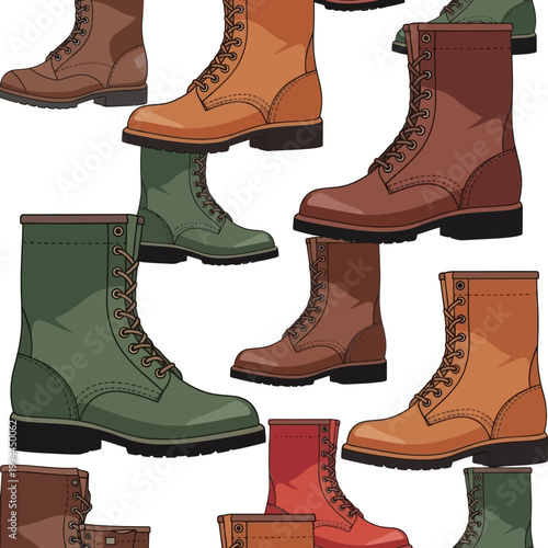 Colorful Leather Boots Pattern - Workwear, Hiking, and Fashion Footwear