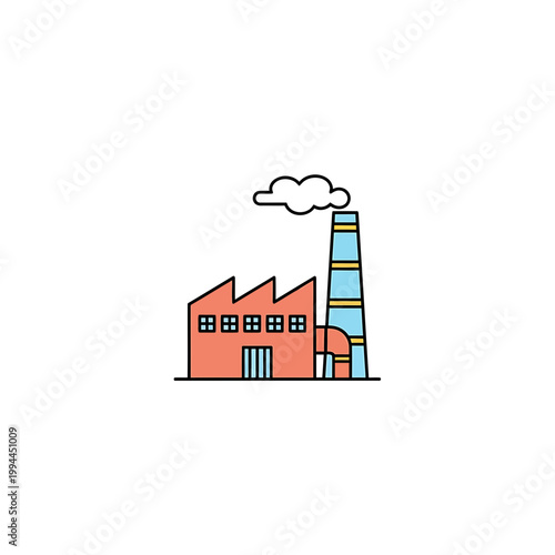 Flat vector illustration of an industrial factory building