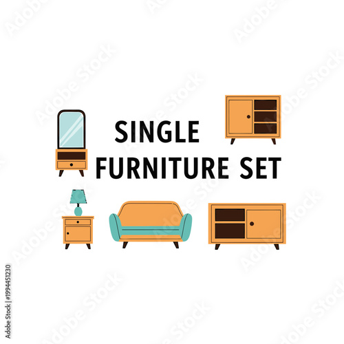 Flat furniture vector illustration set for home interior design