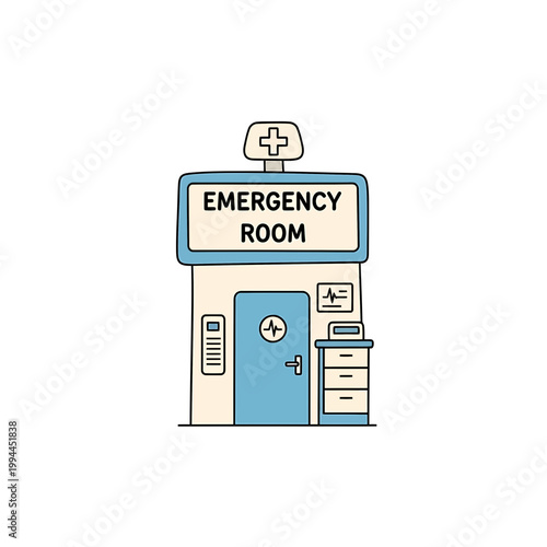 Hospital emergency room entrance building vector illustration
