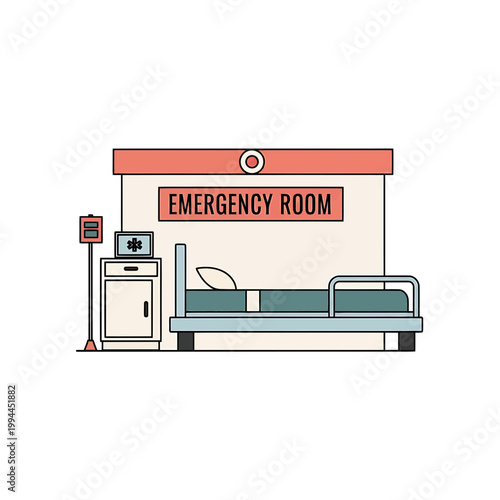 Empty hospital emergency room interior vector illustration