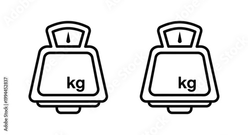 Two simple scale icons displaying kilograms a black silhouette