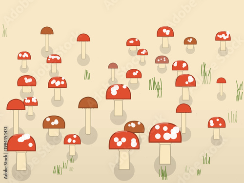 Magical Forest Mushroom Fairy Pattern Design Backdrop