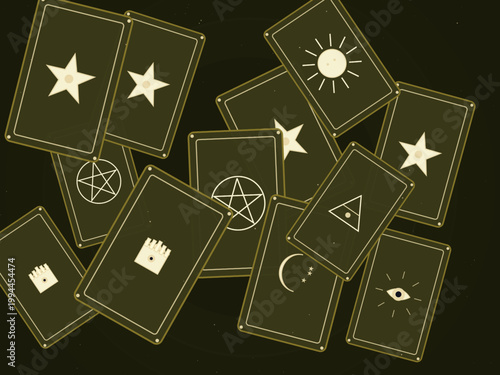 Vintage Tarot Cards Mystical Occult Pattern Design Backdrop