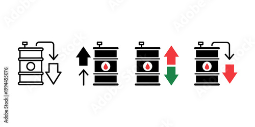 Oil barrels with arrows indicating flow