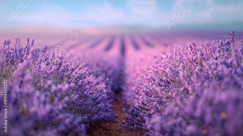 Lavender field perspective purple flower rows agricultural landscape nature