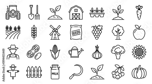 farm agriculture theme simple vector icon logo design set bundle illustration