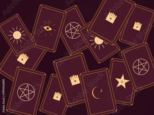 Vintage Tarot Cards Mystical Occult Pattern Design Backdrop