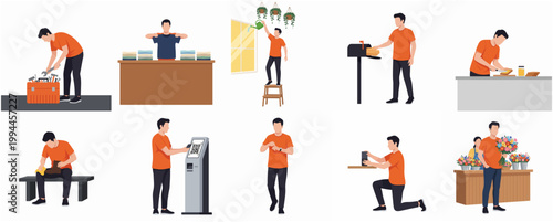 Modern Flat Illustration People Working Remotely From Diverse Locations Digital Nomad Lifestyle Scene Collection