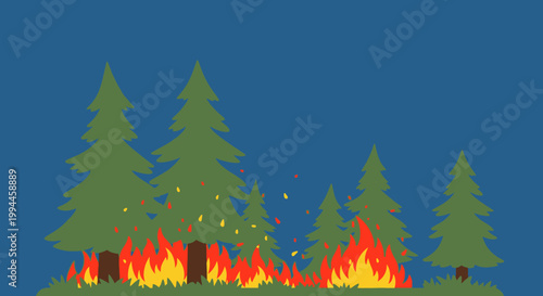 Forest fire burning trees flames environment wildfire hazard danger