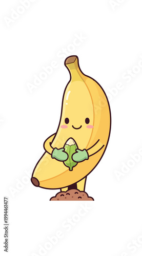 Cartoon banana planting seedling