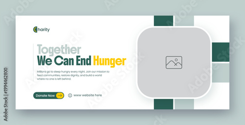 Charity fundraising & donation web banner and facebook cover design template 
